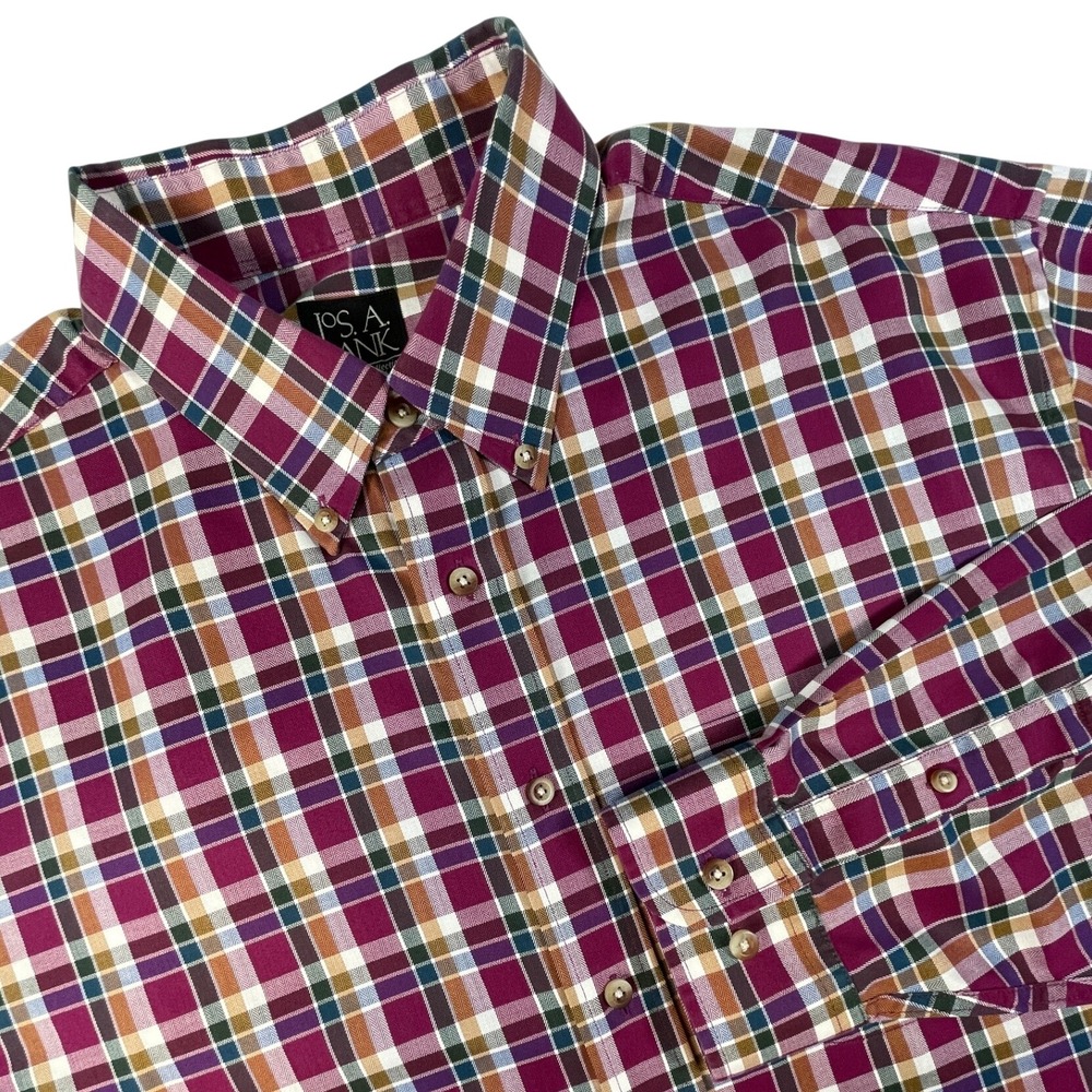 Jos. A. Bank Shirt Mens XL Multi Plaid Traveler's Collection Button Down Cotton